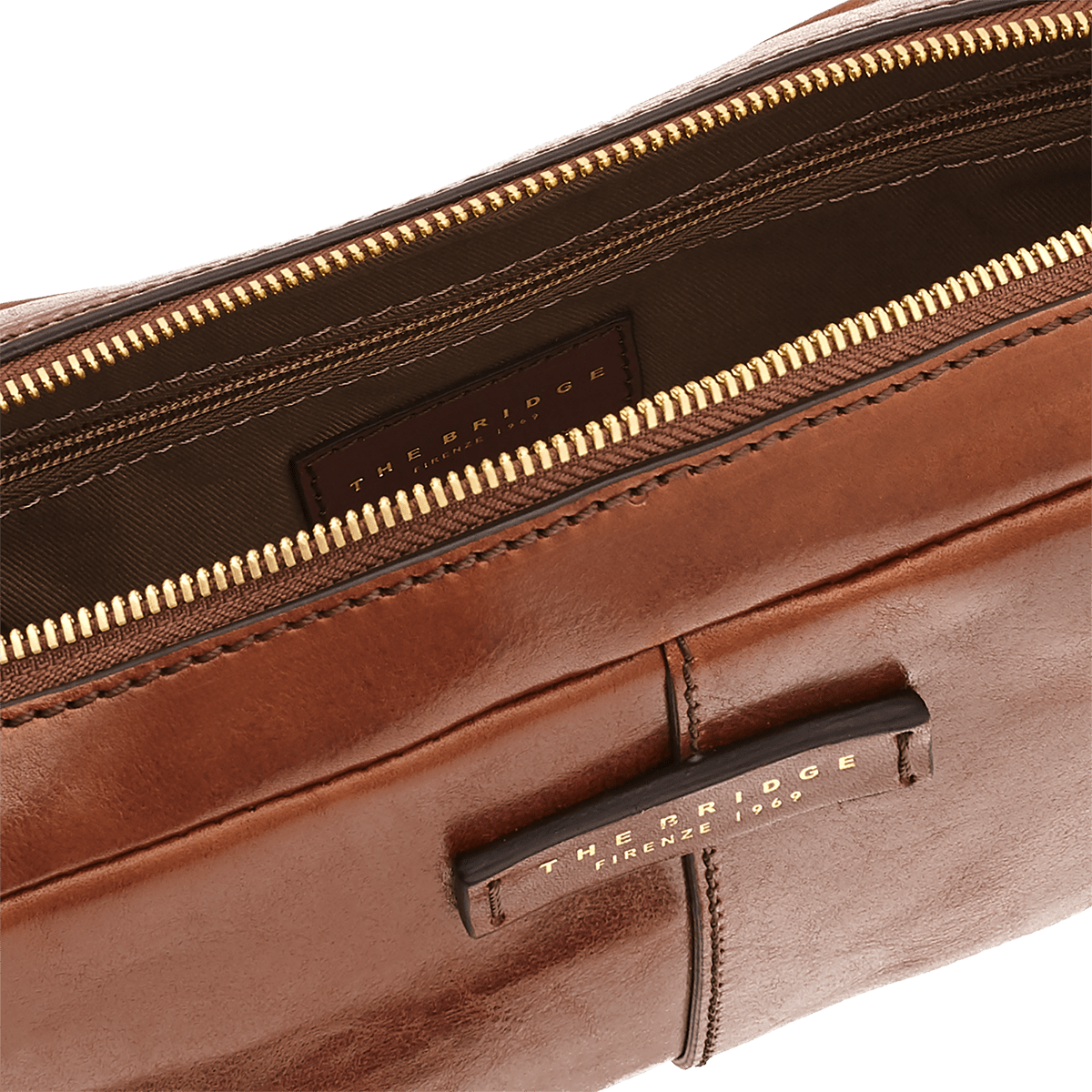 the-bridge-borsello-uomo-in-pelle-marrone-oro-una-zip-compatto image 2