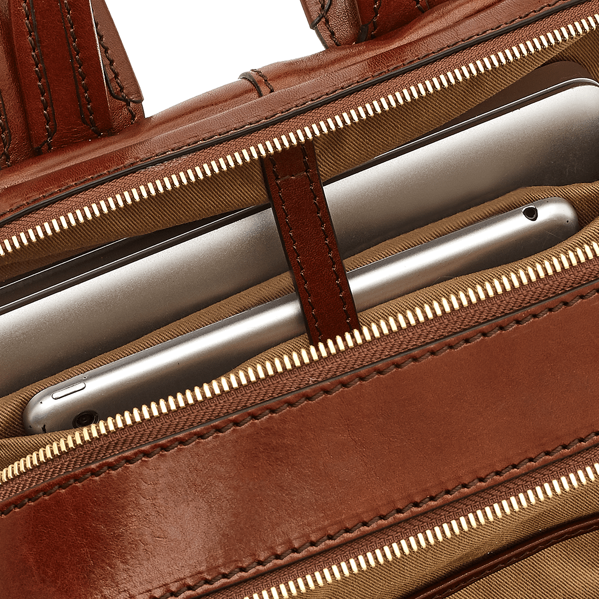 the-bridge-zaino-uomo-in-pelle-porta-pc-due-zip-marrone-oro-2 image 2
