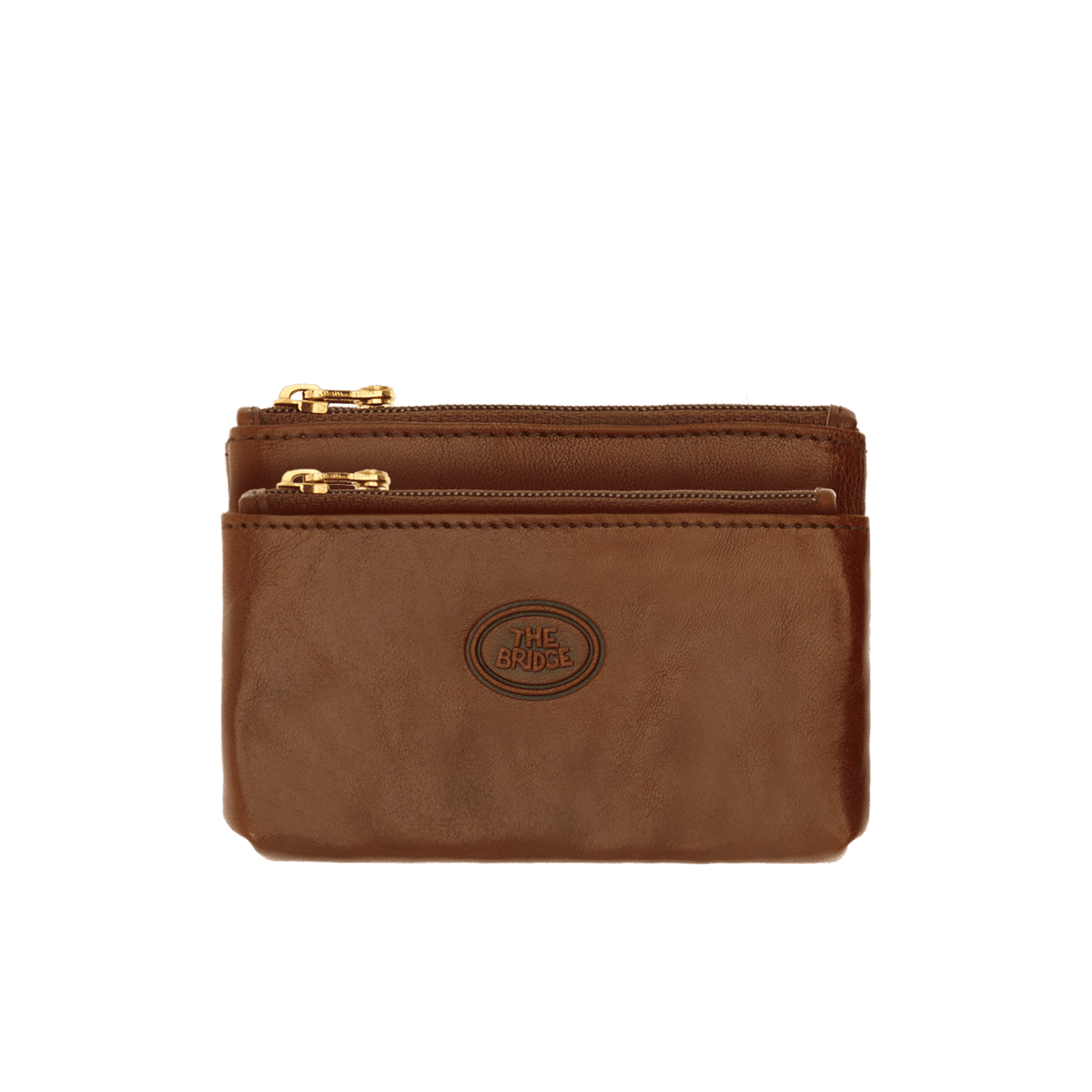 the-bridge-portachiavi-in-pelle-marrone-oro-due-scomparti-zip image 2