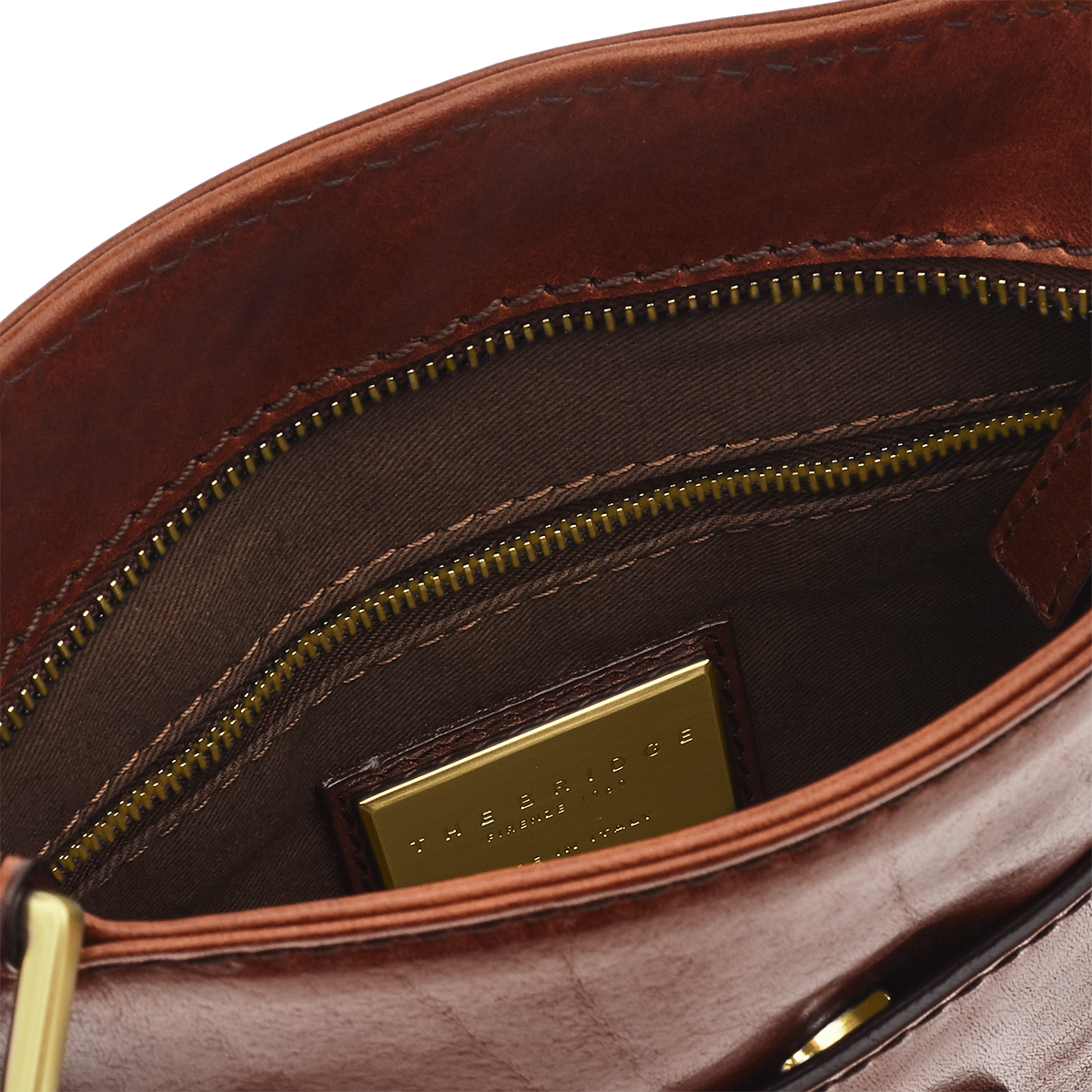 the-bridge-borsello-uomo-in-pelle-con-zip-marrone-oro image 2