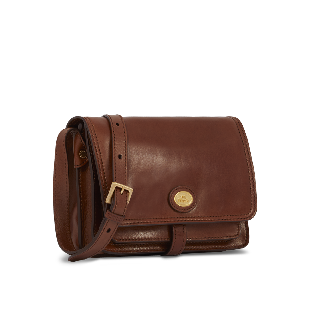 the-bridge-borsa-pelle-tracolla-a-scomparti-mini-marrone-oro-donna image 2