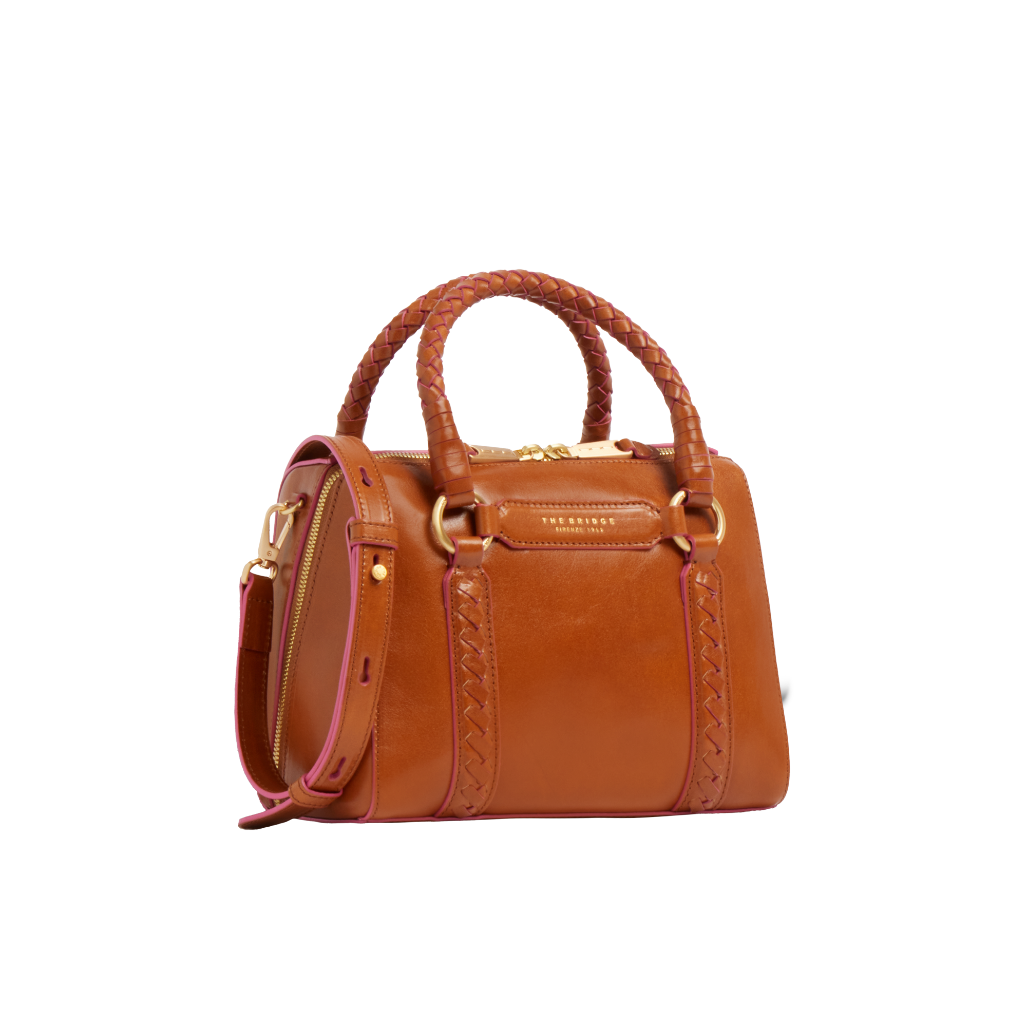the-bridge-laura-wow-borsa-a-mano-in-pelle-con-tracolla-removibile-cognac-oro-do image 2