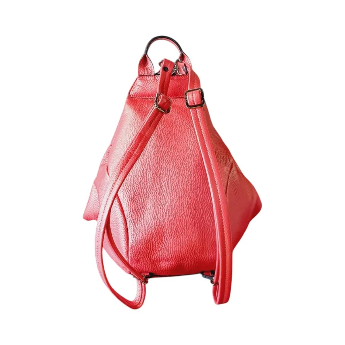 gabs-lolita-zaino-donna-in-pelle-rosso-corallo-con-design-geometrico-e-zip image 2