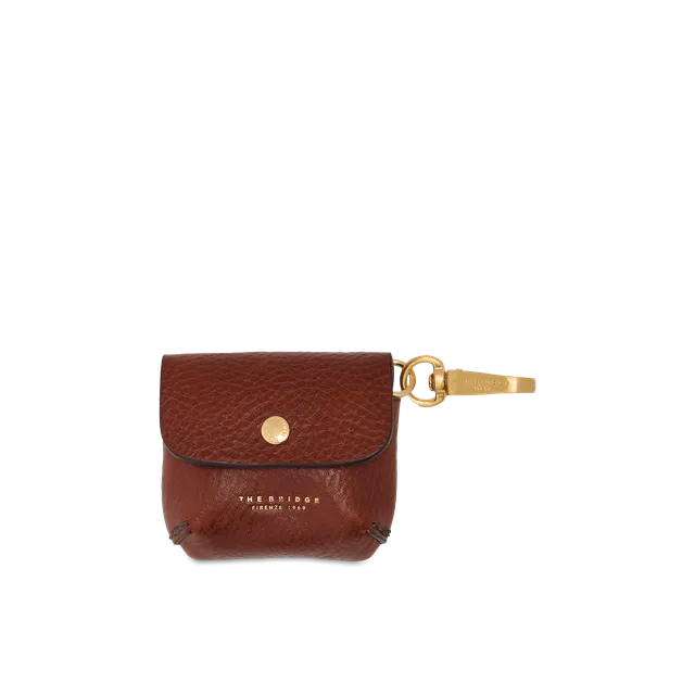 the-bridge-special-custodia-airpods-in-pelle-marrone-oro-unisex image 1