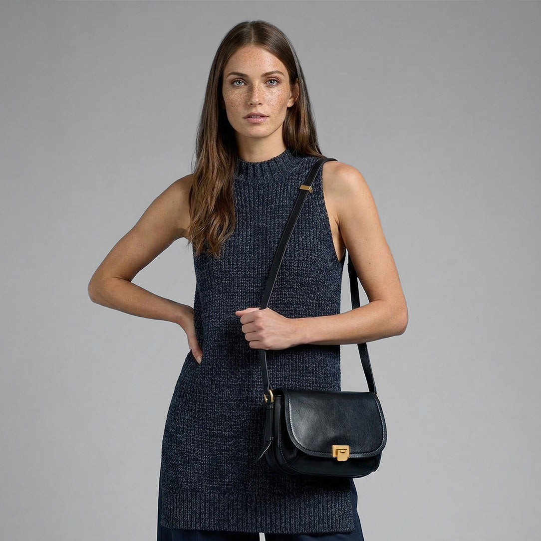 the-bridge-federica-borsa-a-tracolla-in-pelle-nero-oro image 5