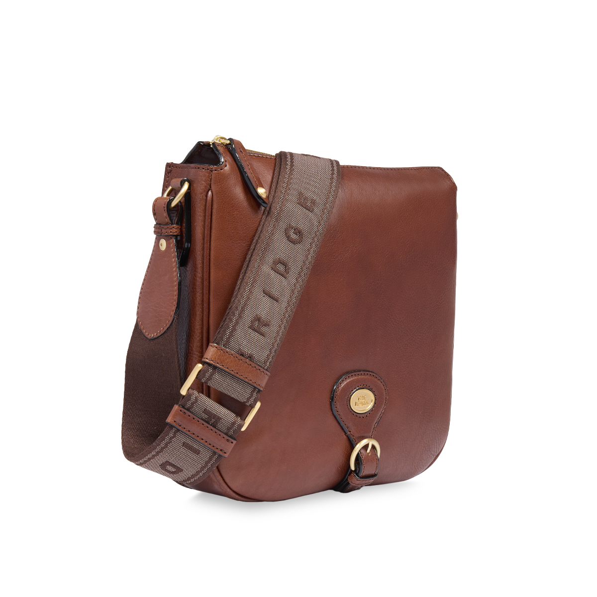 the-bridge-isadora-borsa-tracolla-donna-pelle-marrone-oro-con-zip image 2