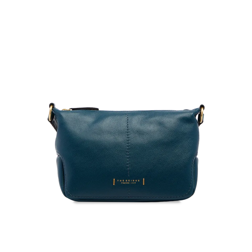 the-bridge-letizia-ss26-borsa-tracolla-pelle-stampata-pavone-oro image 1