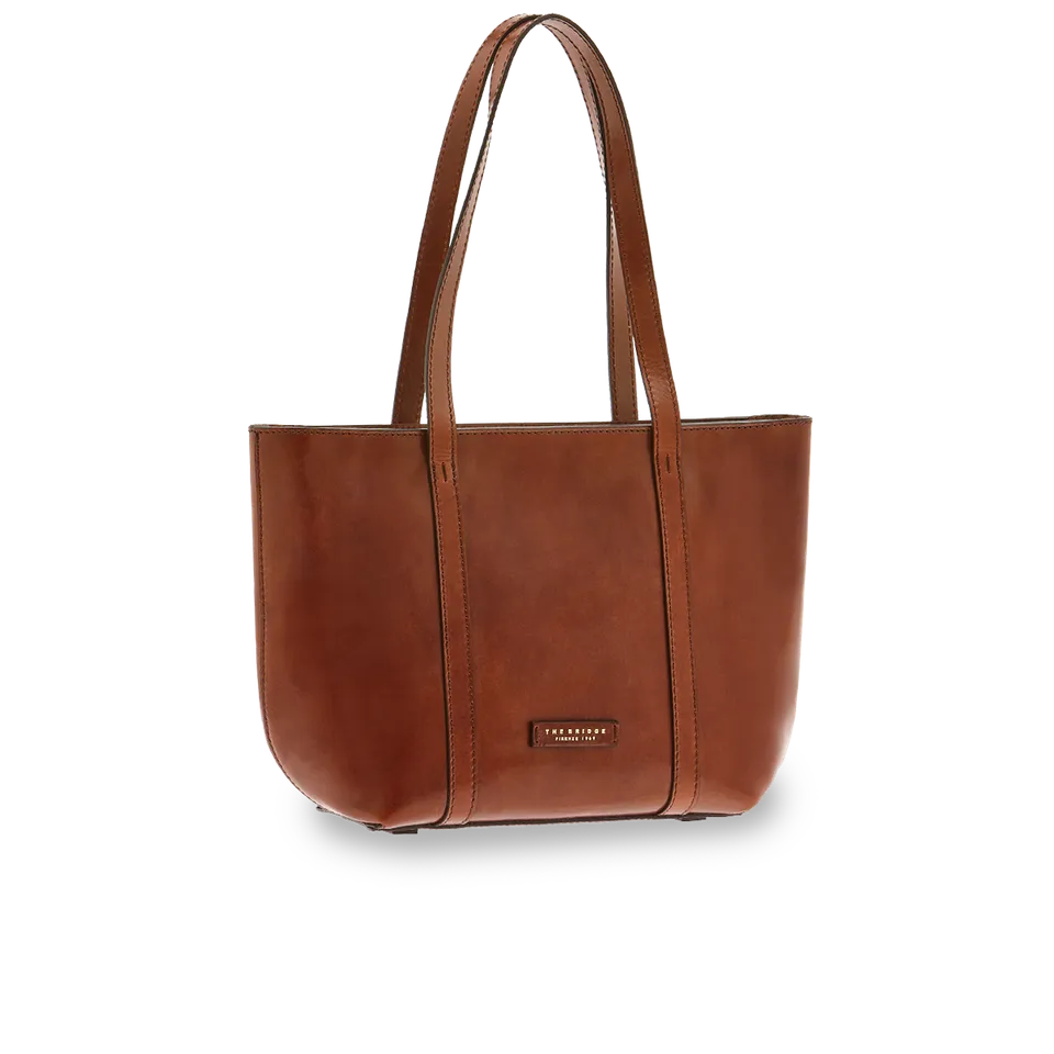the-bridge-shopper-donna-in-pelle-marrone-oro-con-zip image 1