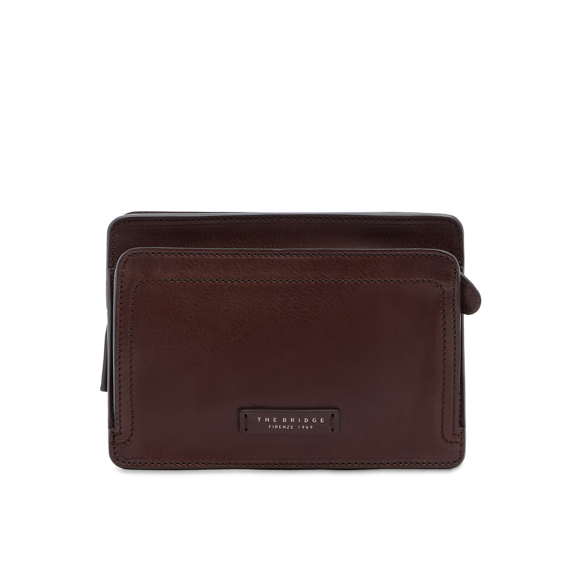 the-bridge-leone-pochette-uomo-in-pelle-martellata-con-zip-castagna image 1