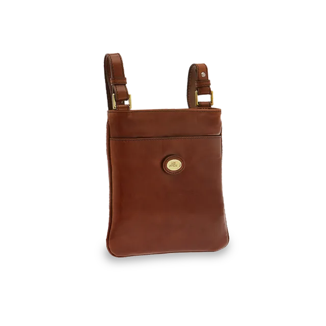 the-bridge-borsello-uomo-in-pelle-con-zip-marrone-oro image 1
