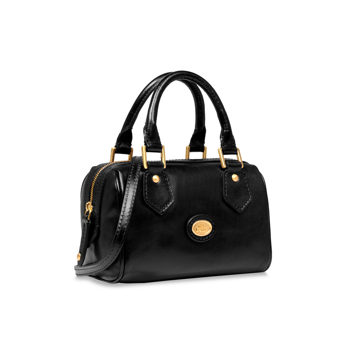 the-bridge-bauletto-in-pelle-nero-con-oro-con-tracolla-removibile image 2