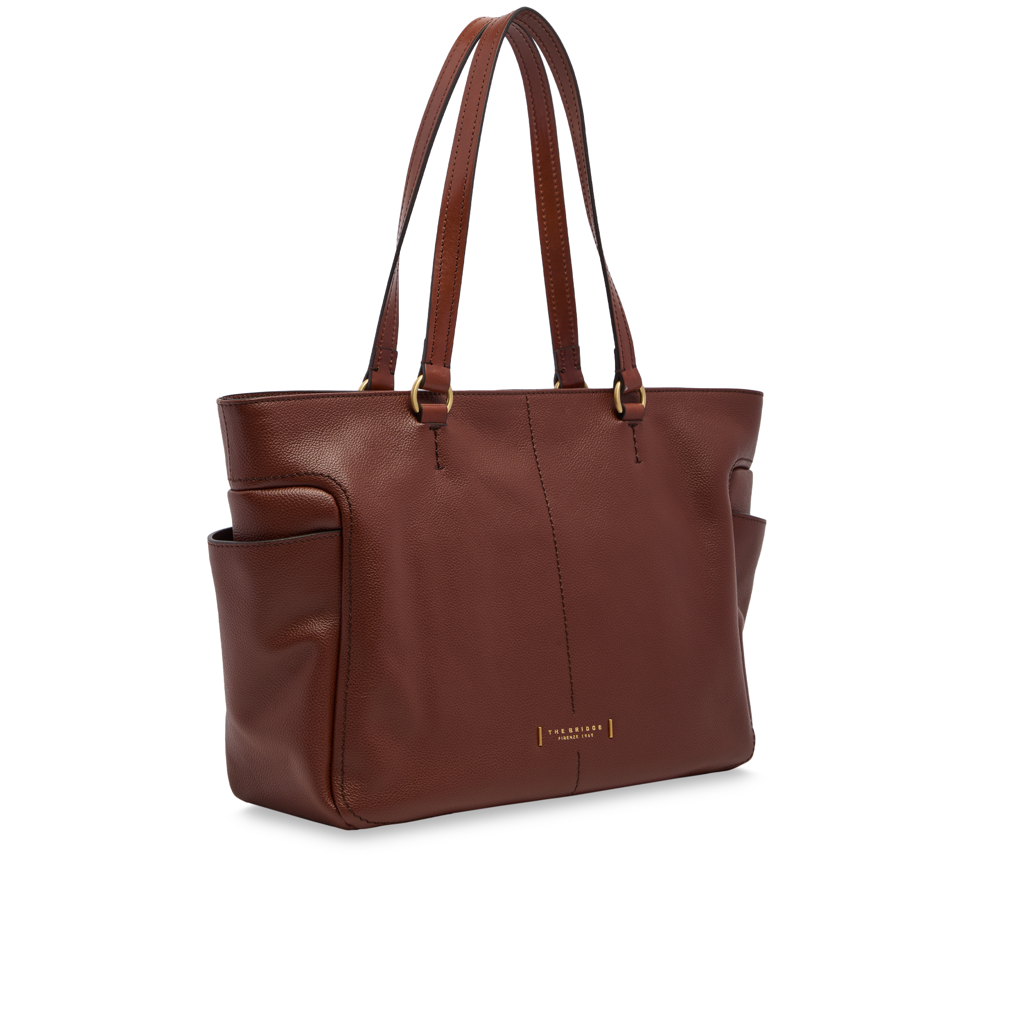 the-bridge-letizia-shopper-in-pelle-marrone-con-tasche-laterali image 2