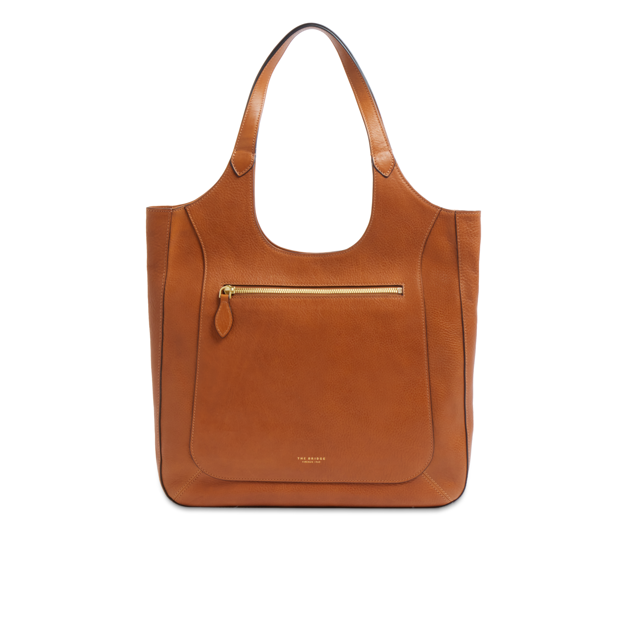 the-bridge-luce-soft-borsa-hobo-in-pelle-cognac-con-zip-frontale image 1