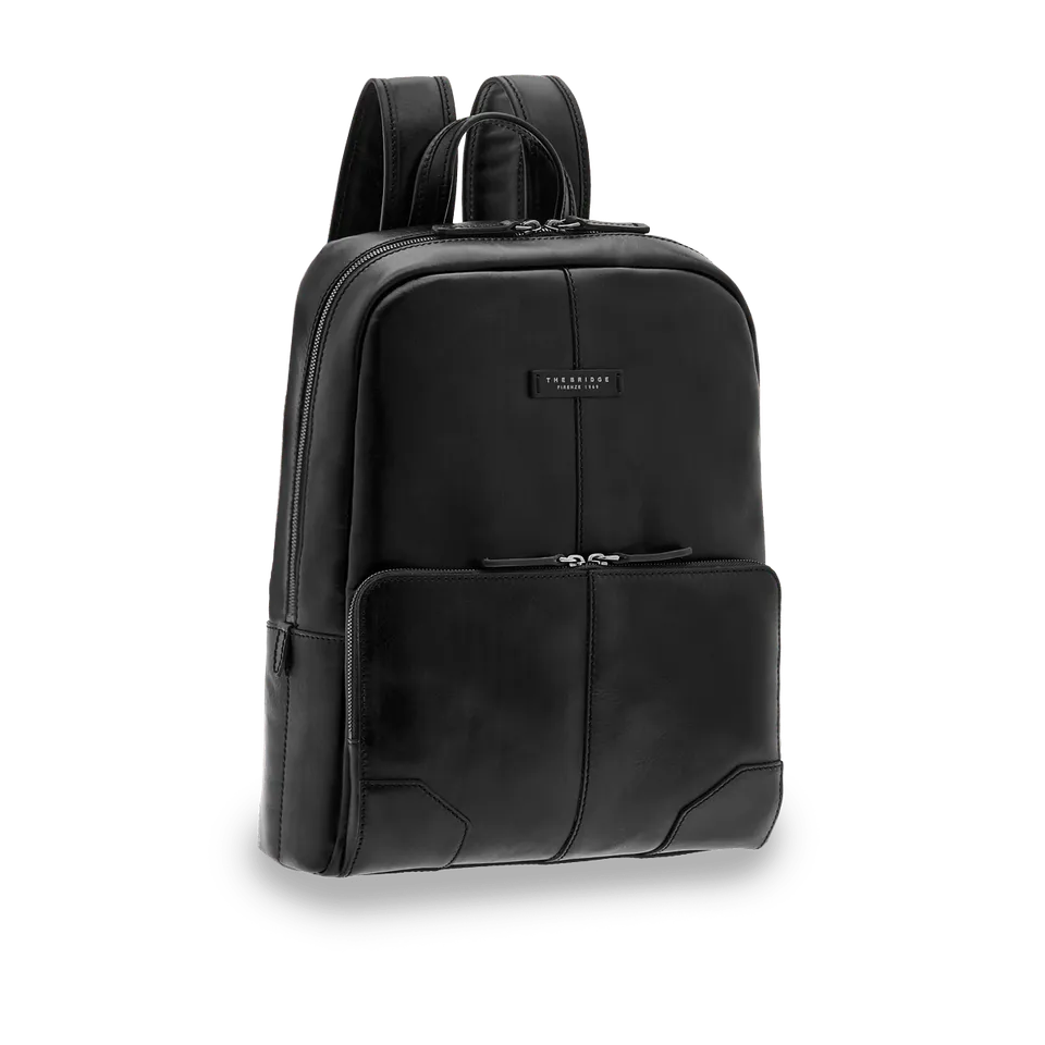 the-bridge-zaino-in-pelle-porta-pc-uomo-una-zip-nero-rutenio image 1