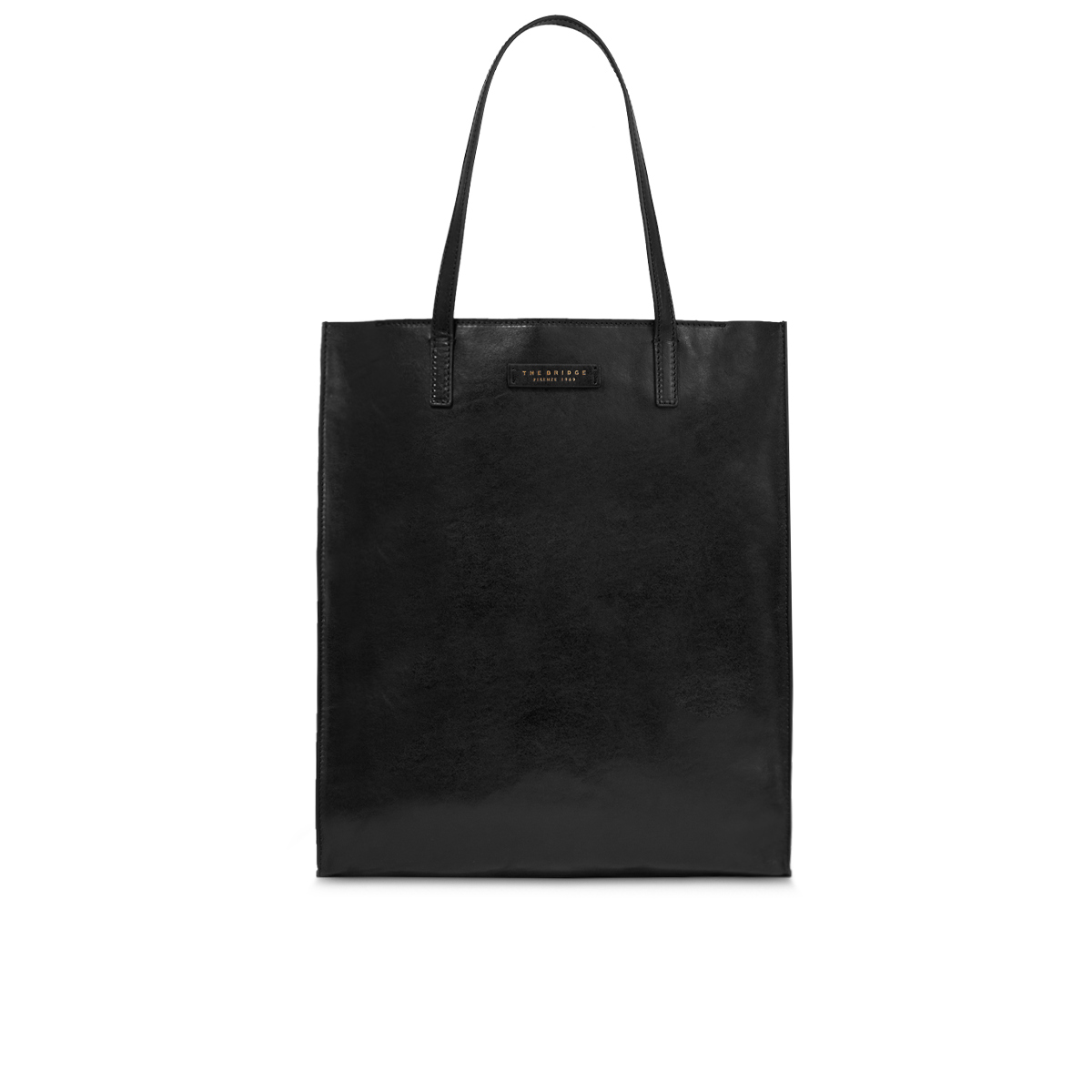 the-bridge-borsa-shopper-donna-in-pelle-mirra-nero-oro image 1
