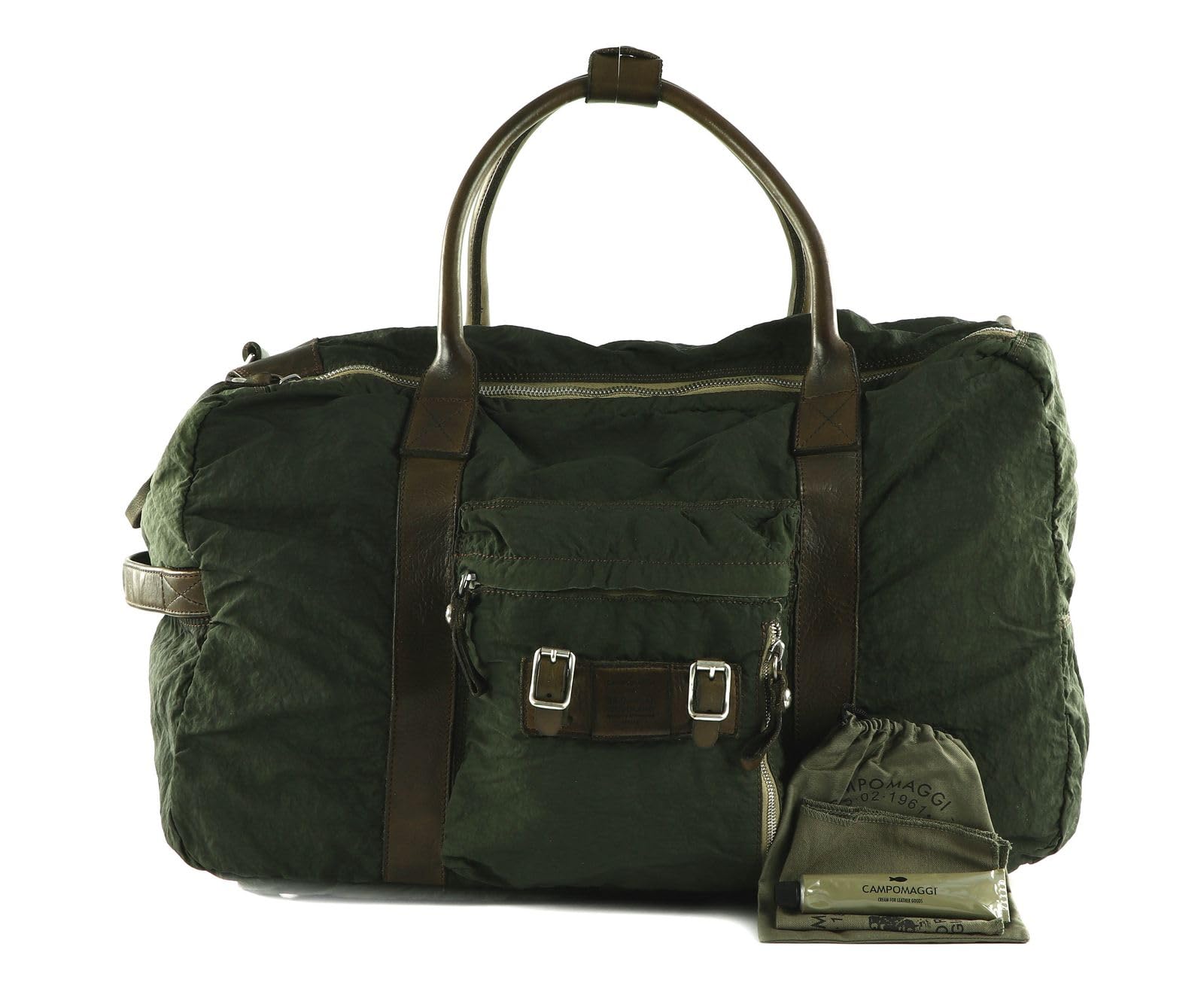 campomaggi-plutone-weekend-bag-verde-militare-borsone-viaggio-tela-e-pelle image 2