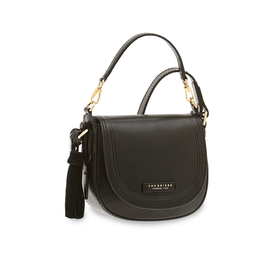 the-bridge-borsa-tracolla-donna-in-pelle-nero-oro-con-catena image 1