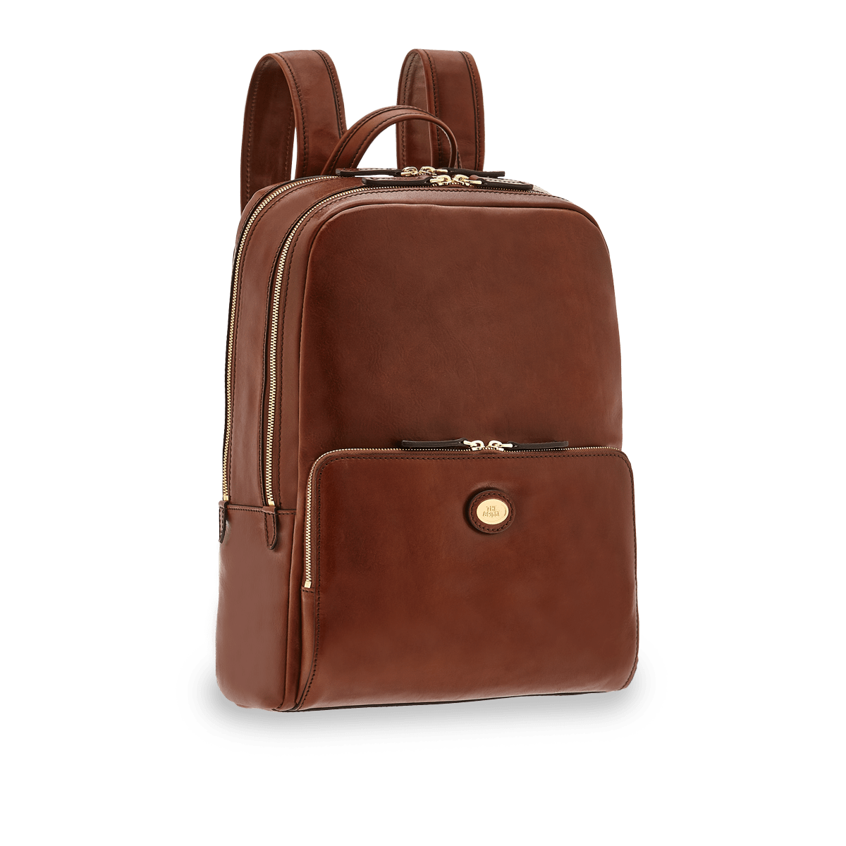 the-bridge-zaino-uomo-in-pelle-porta-pc-due-zip-marrone-oro image 1
