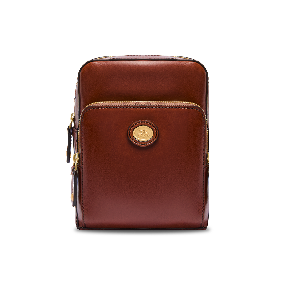 the-bridge-story-uomo-tracolla-in-pelle-bovina-con-zip-frontale-marrone-oro image 1