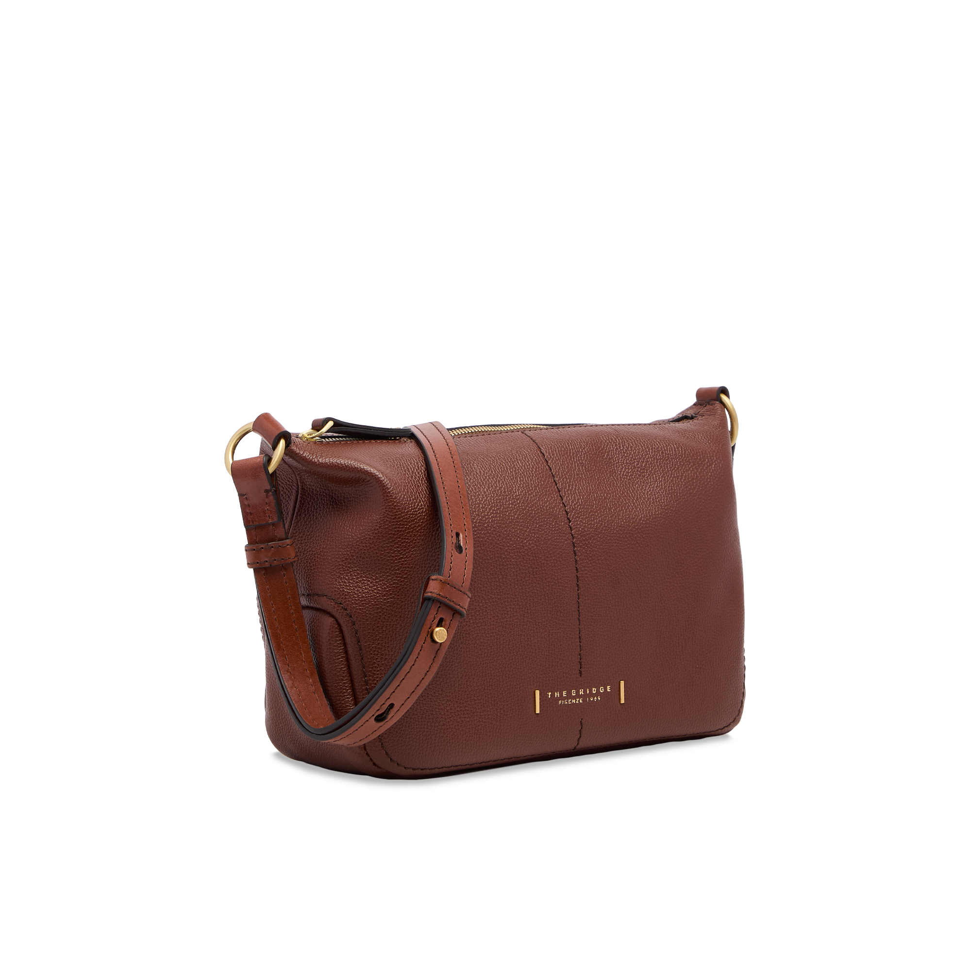 the-bridge-letizia-ss26-borsa-tracolla-pelle-stampata-marrone-oro image 2