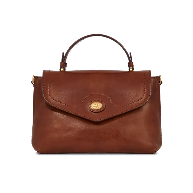 the-bridge-borsa-a-mano-in-pelle-marrone-con-oro-con-tracolla-removibile image 1