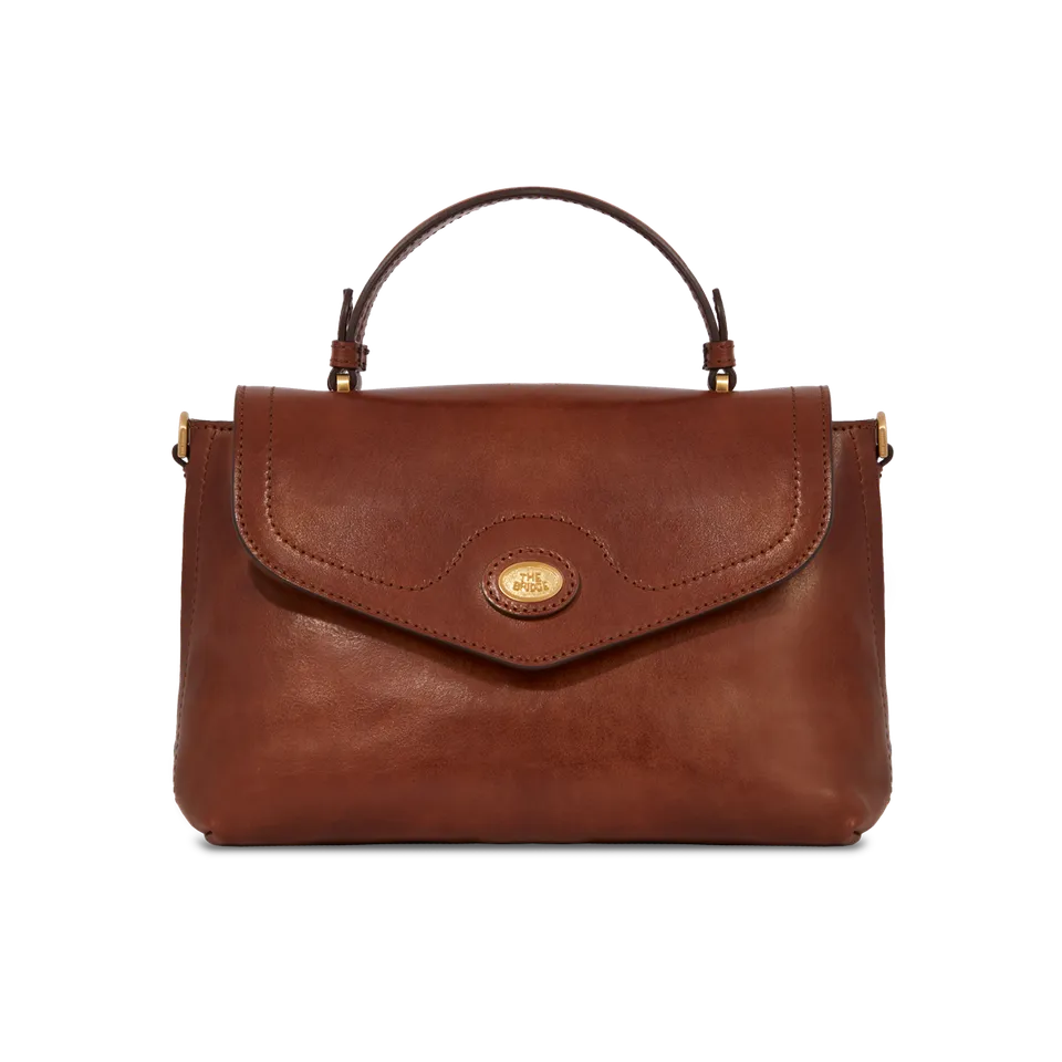 the-bridge-borsa-a-mano-in-pelle-marrone-con-oro-con-tracolla-removibile image 1