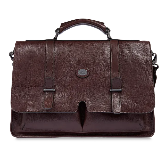 the-bridge-isaia-cartella-grande-in-pelle-con-tracolla-castagna image 1