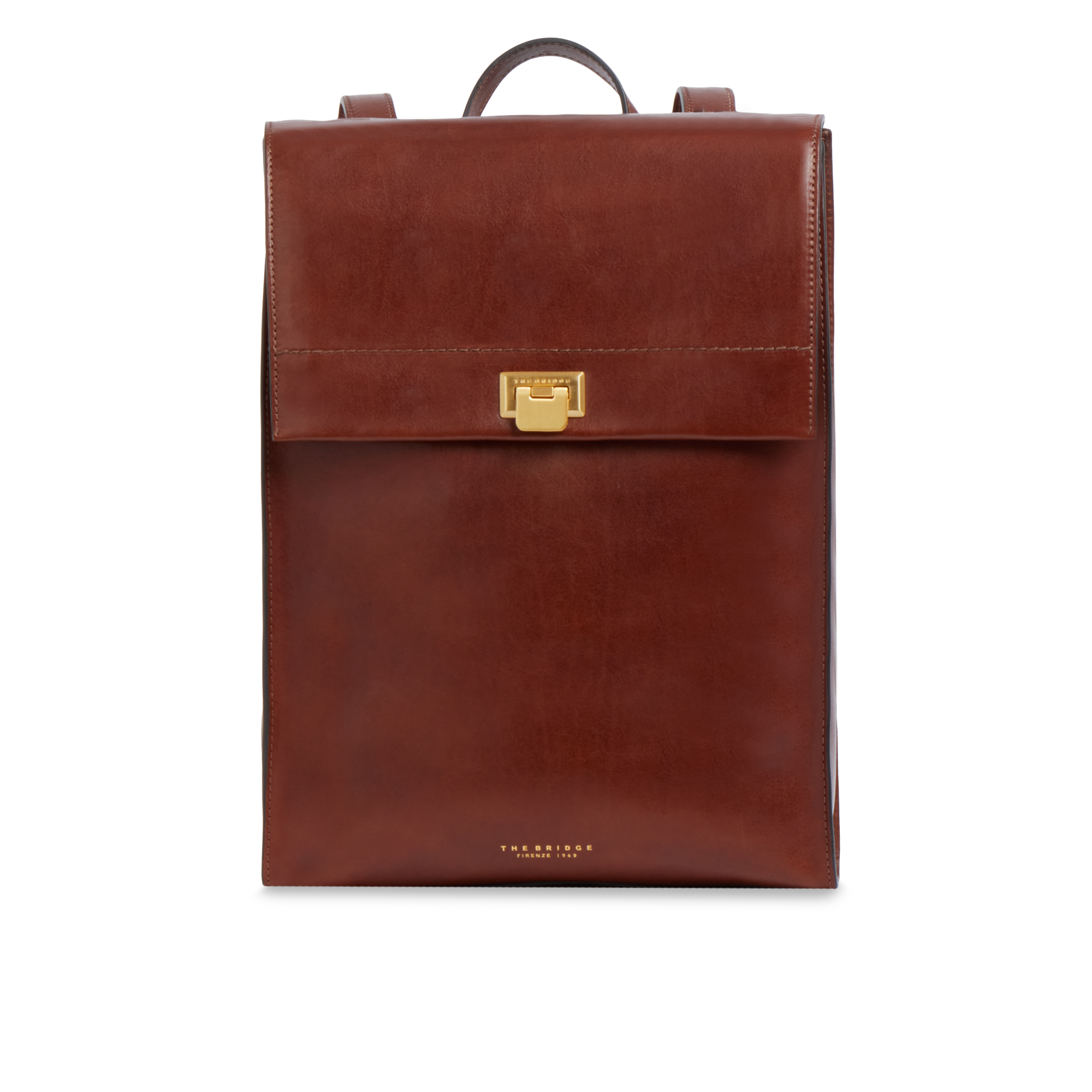 the-bridge-leila-ss26-zaino-donna-in-pelle-marrone-oro image 1