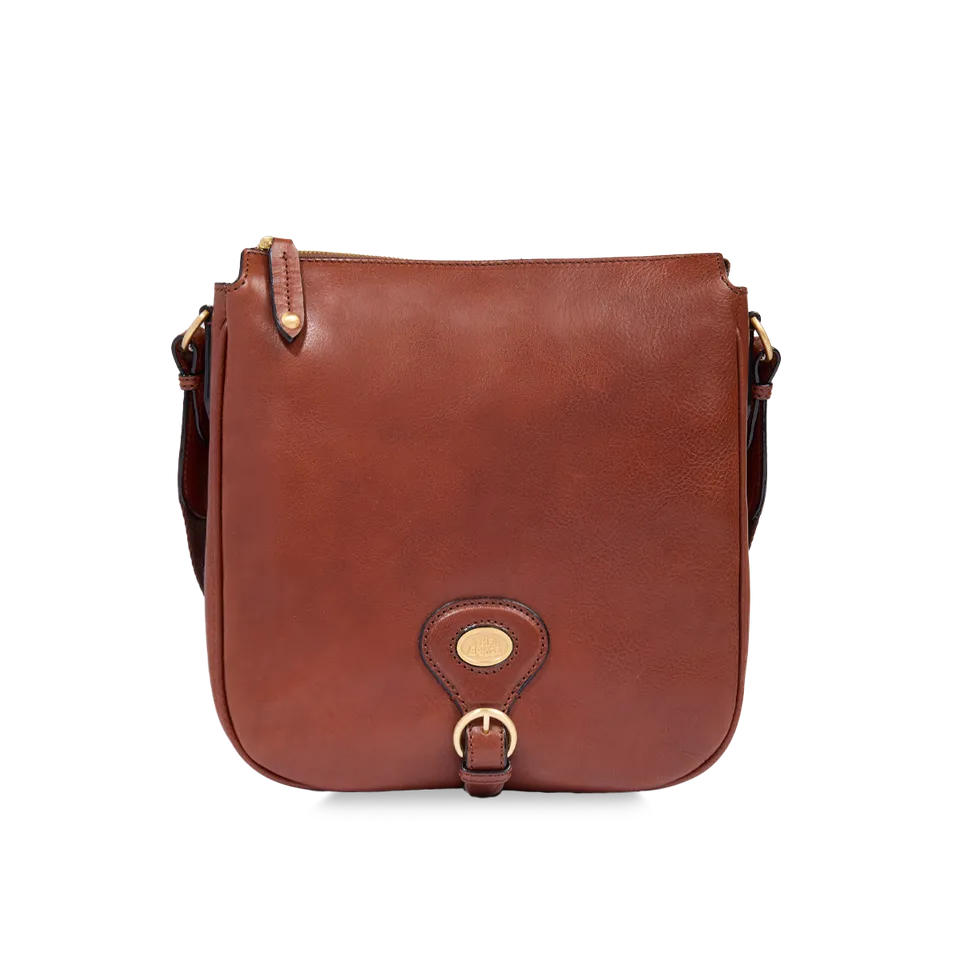 the-bridge-isadora-borsa-tracolla-donna-pelle-marrone-oro-con-zip image 1