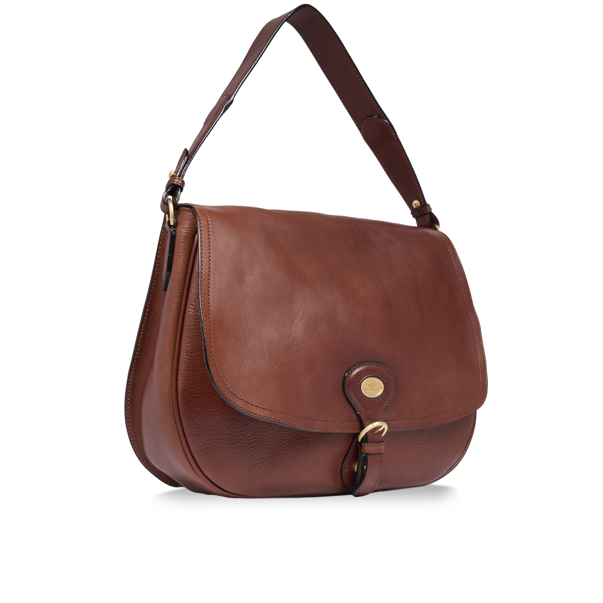 the-bridge-isadora-borsa-a-spalla-in-pelle-grande-con-patta-frontale-marrone-oro image 2