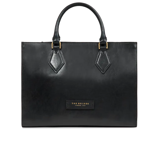 the-bridge-ida-borsa-a-mano-in-pelle-grande-con-tracolla-nero-oro image 1