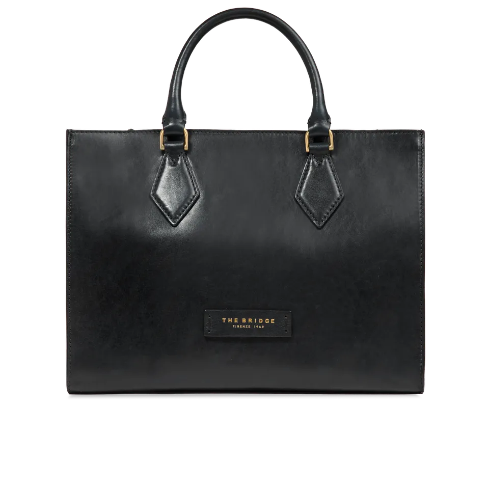 the-bridge-ida-borsa-a-mano-in-pelle-grande-con-tracolla-nero-oro image 1