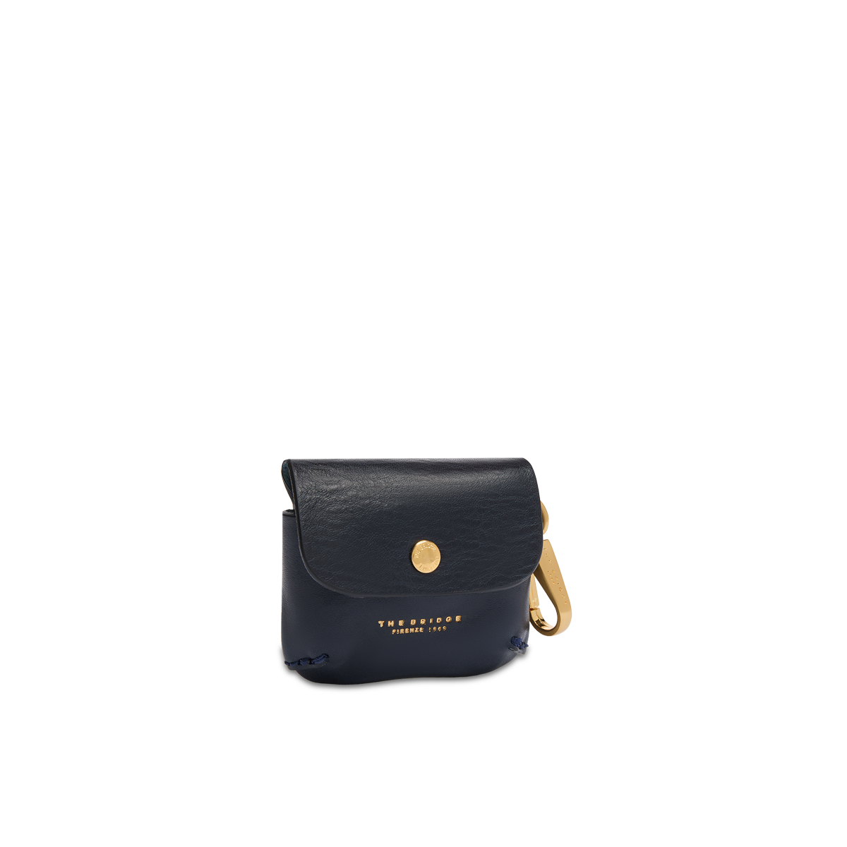 the-bridge-custodia-airpods-in-pelle-bovina-blu-navy-oro-unisex image 1
