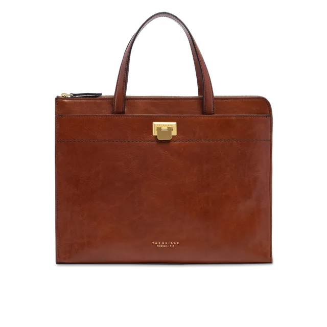 the-bridge-leila-cartella-in-pelle-donna-porta-pc-marrone-oro image 1