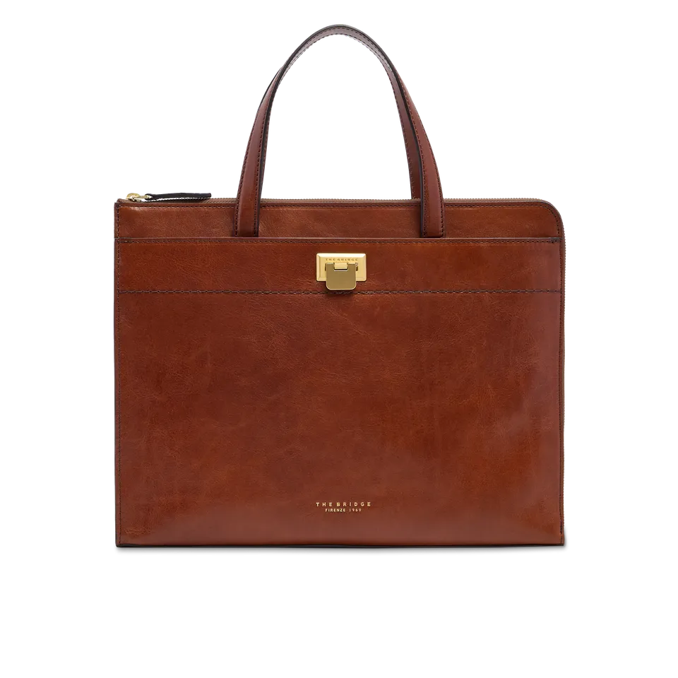 the-bridge-leila-cartella-in-pelle-donna-porta-pc-marrone-oro image 1