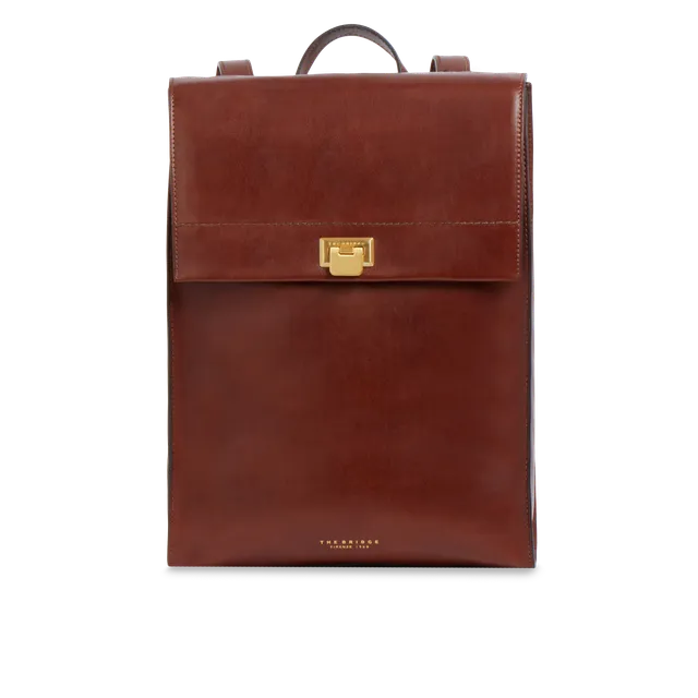 the-bridge-leila-ss26-zaino-donna-in-pelle-marrone-oro image 1