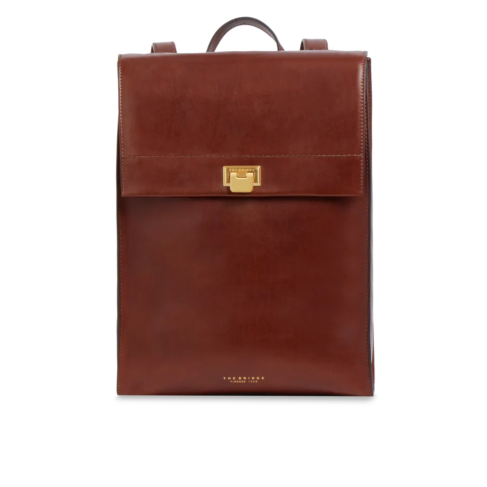the-bridge-leila-ss26-zaino-donna-in-pelle-marrone-oro image 1
