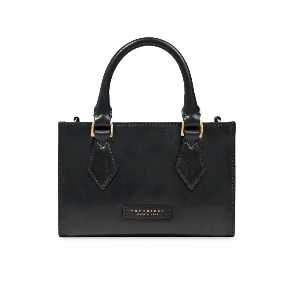 the-bridge-ida-borsa-a-mano-donna-in-pelle-nera-con-tracolla-removibile image 1
