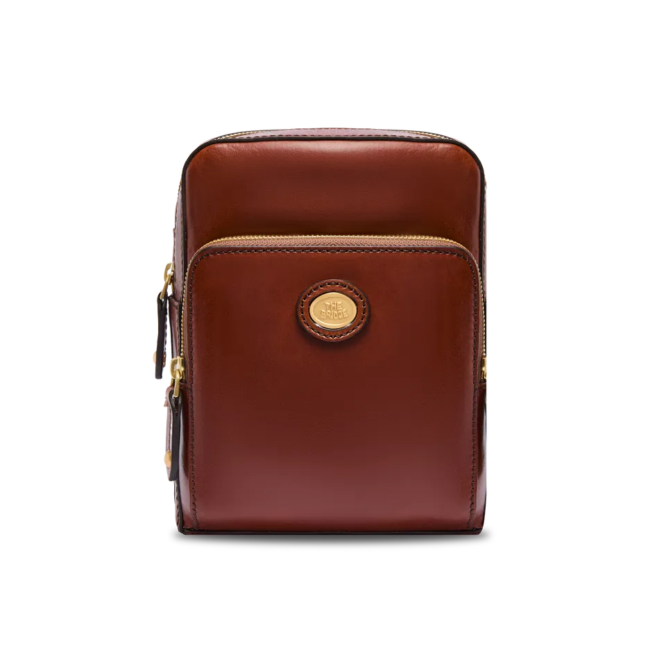 the-bridge-story-uomo-tracolla-in-pelle-bovina-con-zip-frontale-marrone-oro image 1