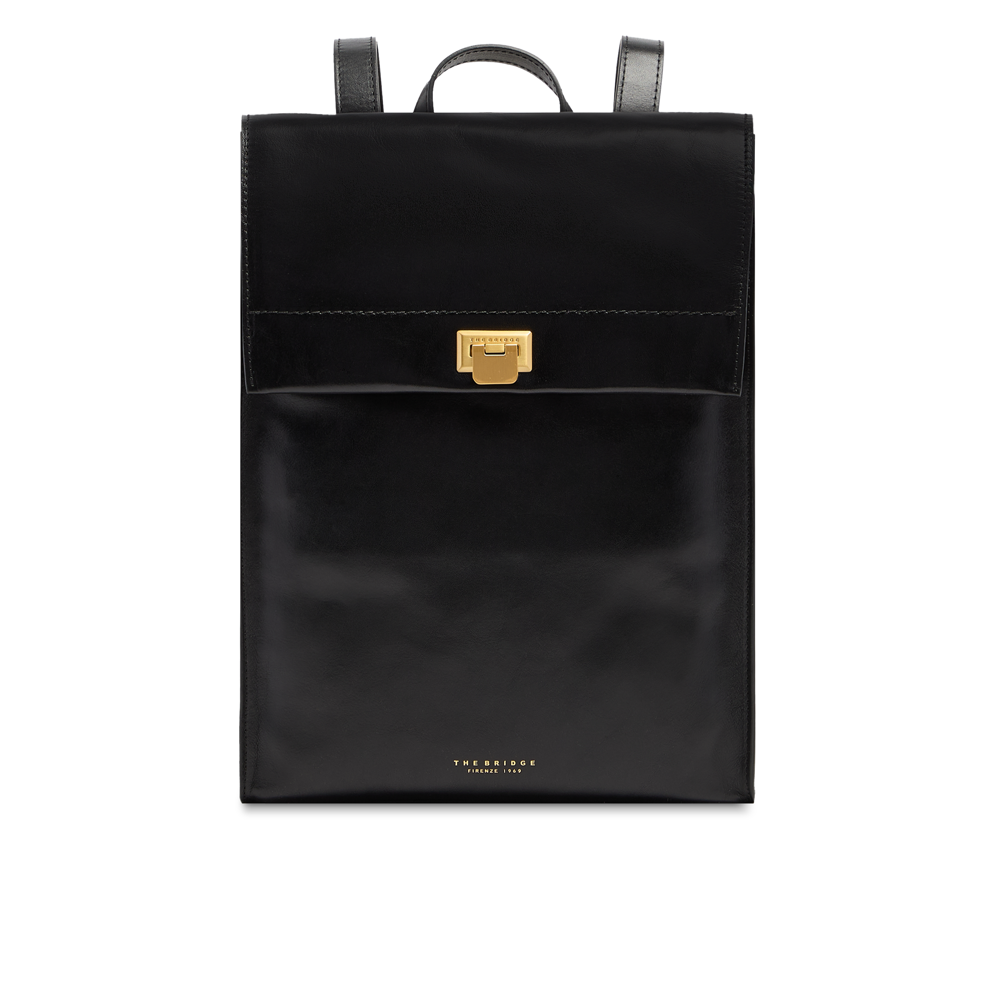 the-bridge-zaino-leila-ss26-in-pelle-bovina-da-donna-nero-oro image 1