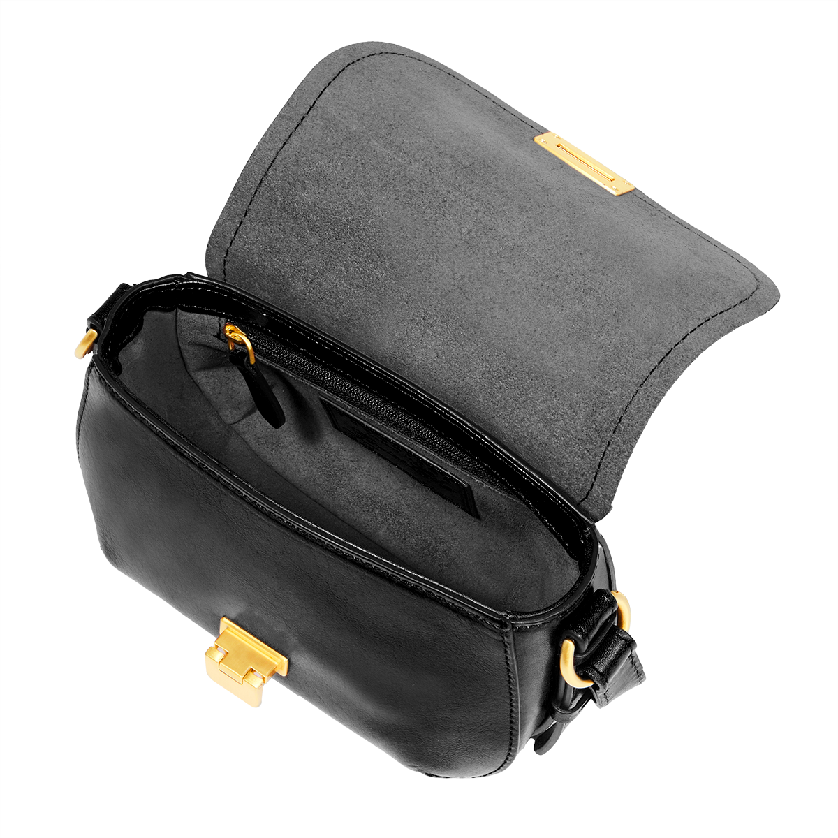 the-bridge-borsa-tracolla-in-pelle-federica-nero-oro image 4