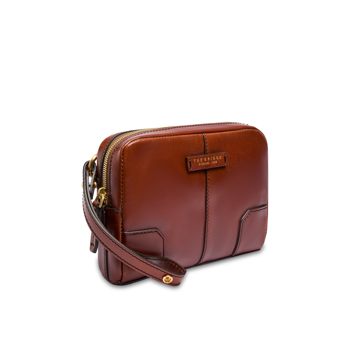 the-bridge-vespucci-pochette-uomo-in-pelle-con-zip-marrone-oro image 2
