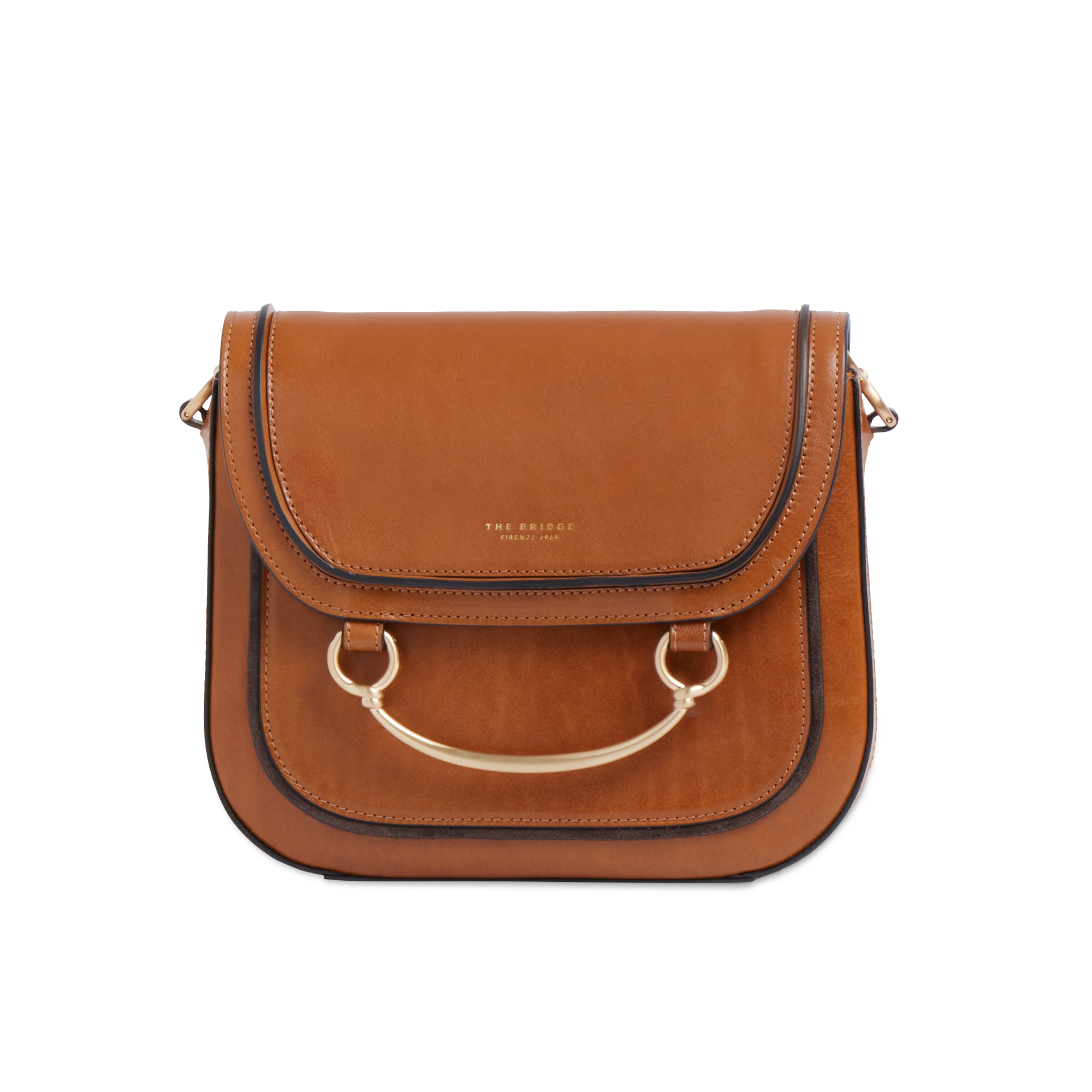 the-bridge-luce-borsa-in-pelle-donna-con-tracolla-cognac-oro image 1