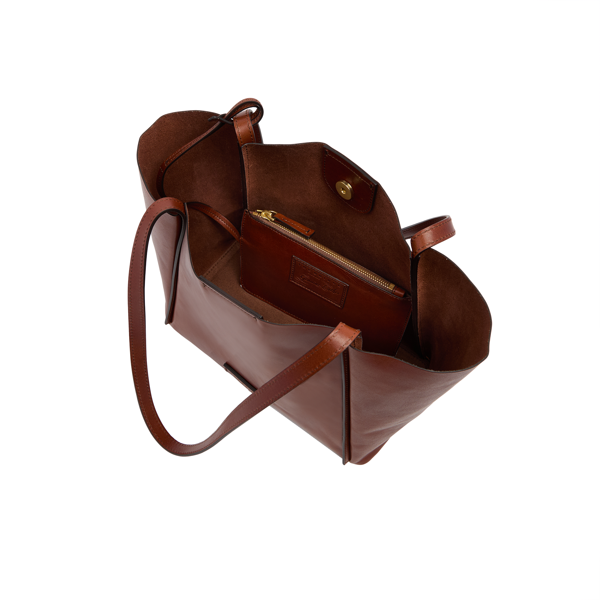 the-bridge-icons-borsa-shopper-donna-in-pelle-con-pochette-marrone-oro image 4