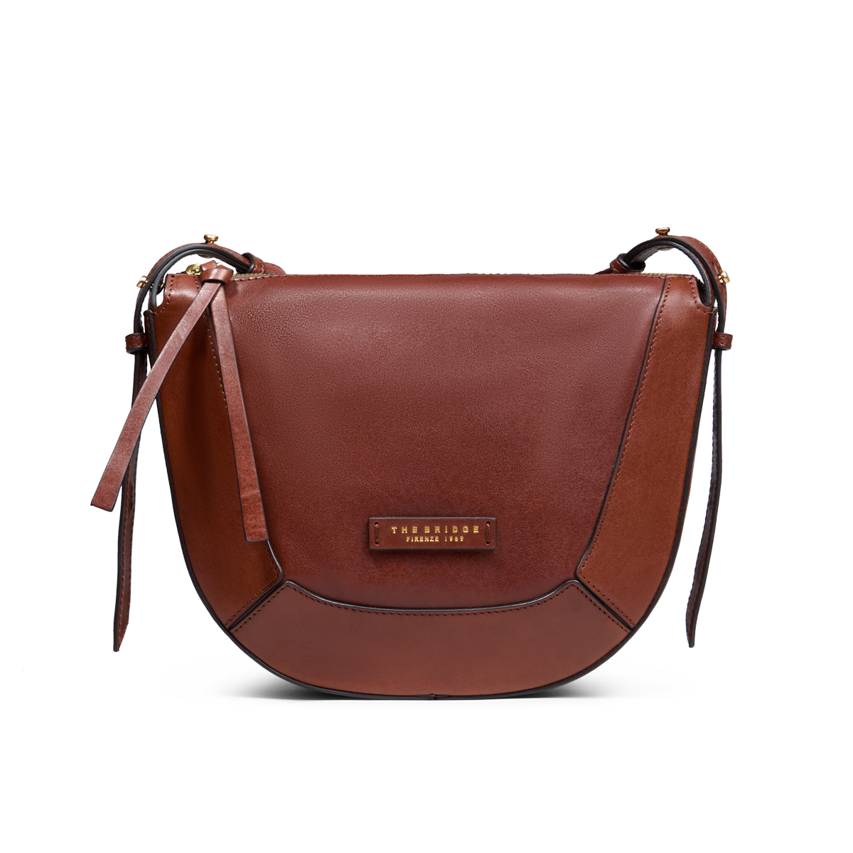 the-bridge-fedora-borsa-a-tracolla-piccola-in-pelle-marrone-oro image 1