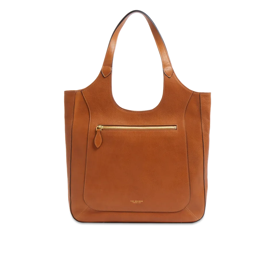 the-bridge-luce-soft-borsa-hobo-in-pelle-cognac-con-zip-frontale image 1