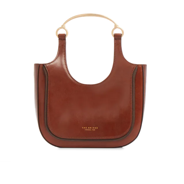 the-bridge-luce-borsa-hobo-mini-in-pelle-bovina-marrone-oro-con-manico-gioiello image 1