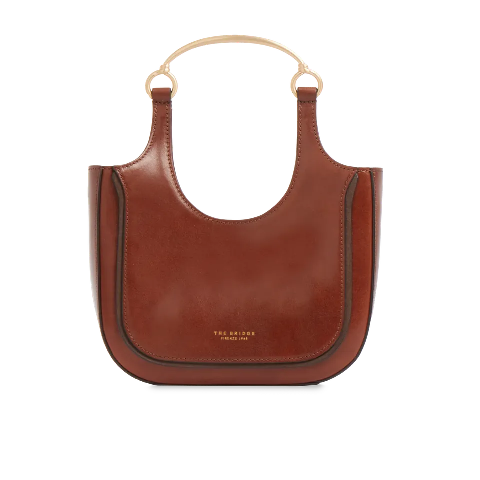 the-bridge-luce-borsa-hobo-mini-in-pelle-bovina-marrone-oro-con-manico-gioiello image 1