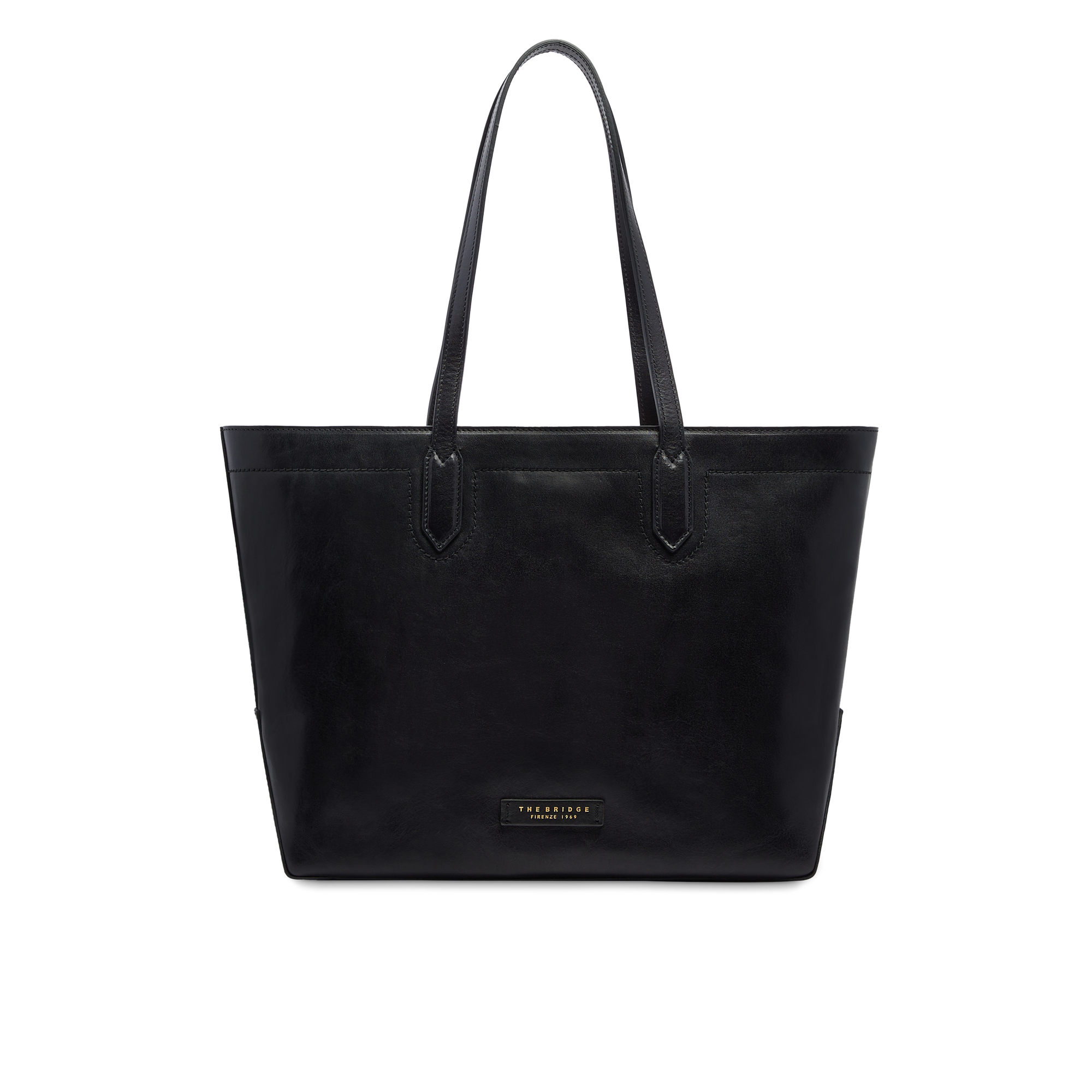 the-bridge-larissa-borsa-shopper-in-pelle-donna-nero-con-oro image 1