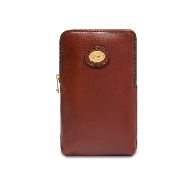 the-bridge-custodia-telefono-in-pelle-marrone-oro-special-ss26 image 1